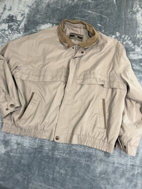 Members Only Beige Microfiber Jacket 3X With Suede Collar & Elastic Hem